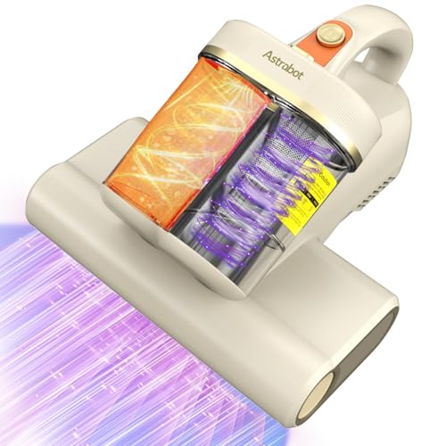 Astrabot Mattress Vacuum Cleaner,16Kpa Suction with 253.7nm UV-C Light Bed Vacuum, 4400 Beats/Min,140℉ Heat Dry,Double-Cup Handheld Vacuums for BedCouch,Carpet,HEPA Filter System-Corded(White)