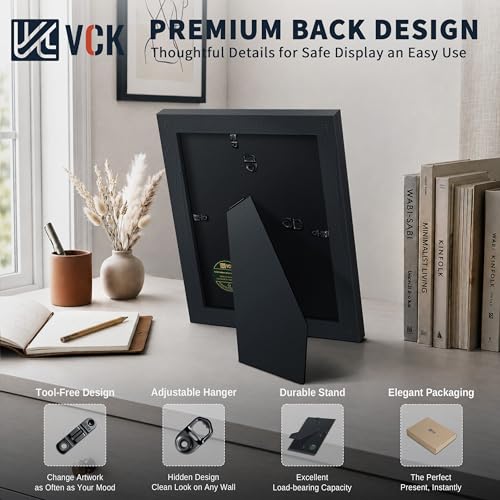 Image of VCK 5x7 Picture Frame 5 Pack, Black Exclusive Wood, Real Glass, for Photo