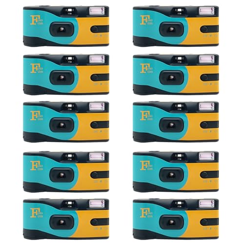 Fotofilm Pro Disposable Camera Single Use Film ISO 400 27 Exposure Flash - 10 Pack Bulk for Weddings Birthdays and Parties!