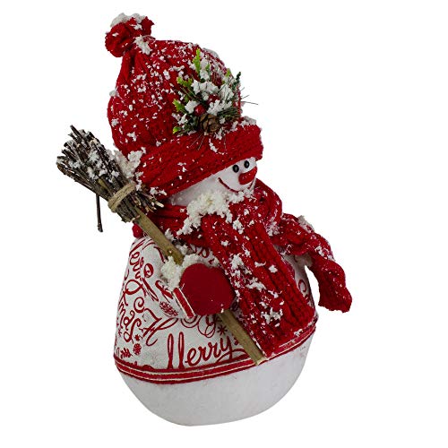 Northlight-1225-Red-and-White-Standing-Snowman-Table-Top-Christmas-Figure-with-Broom Northlight 1225 Red and White Standing Snowman Table Top Christmas Figure with Broom