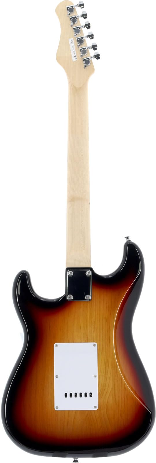 Woodbrass ST100 Sunburst - Chitarra elettrica multiuso ideale per principianti, corpo forma ST tiglio, stile rock, pop, funk, country, hard, metal