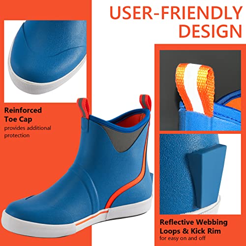 Image of BASSDASH Men's 6 inch Waterproof Deck Boots with Breathable Lining Anti-slip Neoprene Rubber Ankle Rain Boots for Fishing Boating