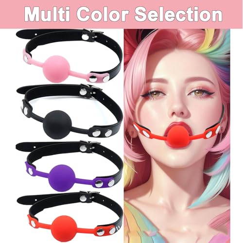 Image of Leather Restraints Ball Mouth Plug Silicone Bondage Ball Gag Silicone Bondage Ball Gag for Sex, BDSM Restraints Toys Sex Gag Muzzles (B3)