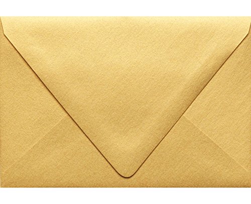 LUXPaper A4 Contour Flap Invitation Envelopes | 4 1/4" x 6 1/4" | Gold Metallic | 80lb. Text | 50 Qty