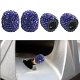 bylikeho 4Pack Tire Valve Caps,Bling Car Accessories for Women,Tire Valve Stem Caps,Crystal Rhinestone Wheel Tire Valve Cap,Car Valve Stem Covers for Cars,SUVs,Bike,Trucks,Motorcycles (Dark Blue)