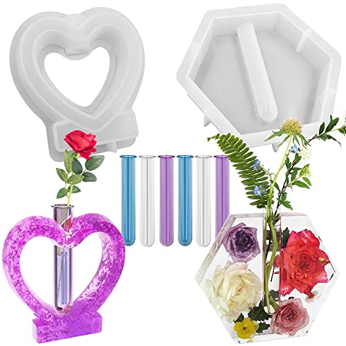 ZYNERY 4-teiliges Silikonform-Set Mit Reagenzgläsern - DIY Herzformen Für Hydrokultur