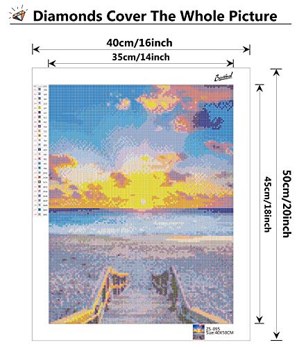 Bougimal 5D Diamond Painting Pier Full Boor Set, 40X50cm DIY 5D Diamond Schilderij Canvas Wall Decor Stickers voor… - Afbeelding 3