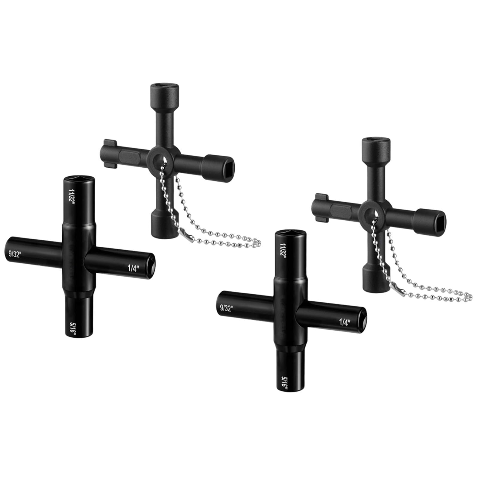 Jeu de clés de robinet à 4 directions en acier robuste pour une installation et un retrait rapides dans la cuisine et la salle de bain
