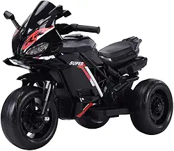 Moto Elétrica Infantil Mini 3 Rodas Frente/Ré Maxi Toys (Preto)