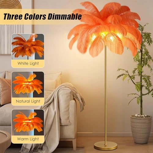 Lámpara de plumas naturales regulable con base D estable para iluminar tu salón 3