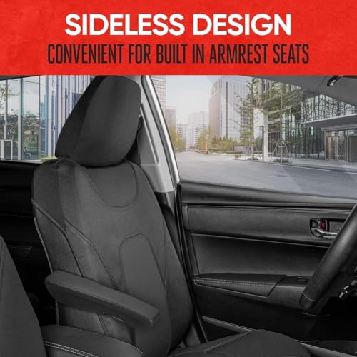 Image of Motor Trend AquaShield Waterproof Front Seat Covers, Black Seat Covers for Cars - Neoprene Front Car Seats Cover, SUV Seat Covers Protector - Car Interior Cover for Auto, Trucks, & Dog Owners