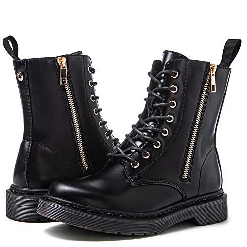 GLOBALWIN Women's Combat Boots Lace Up Boots For Women Ankle Booties For Women Low Heel2