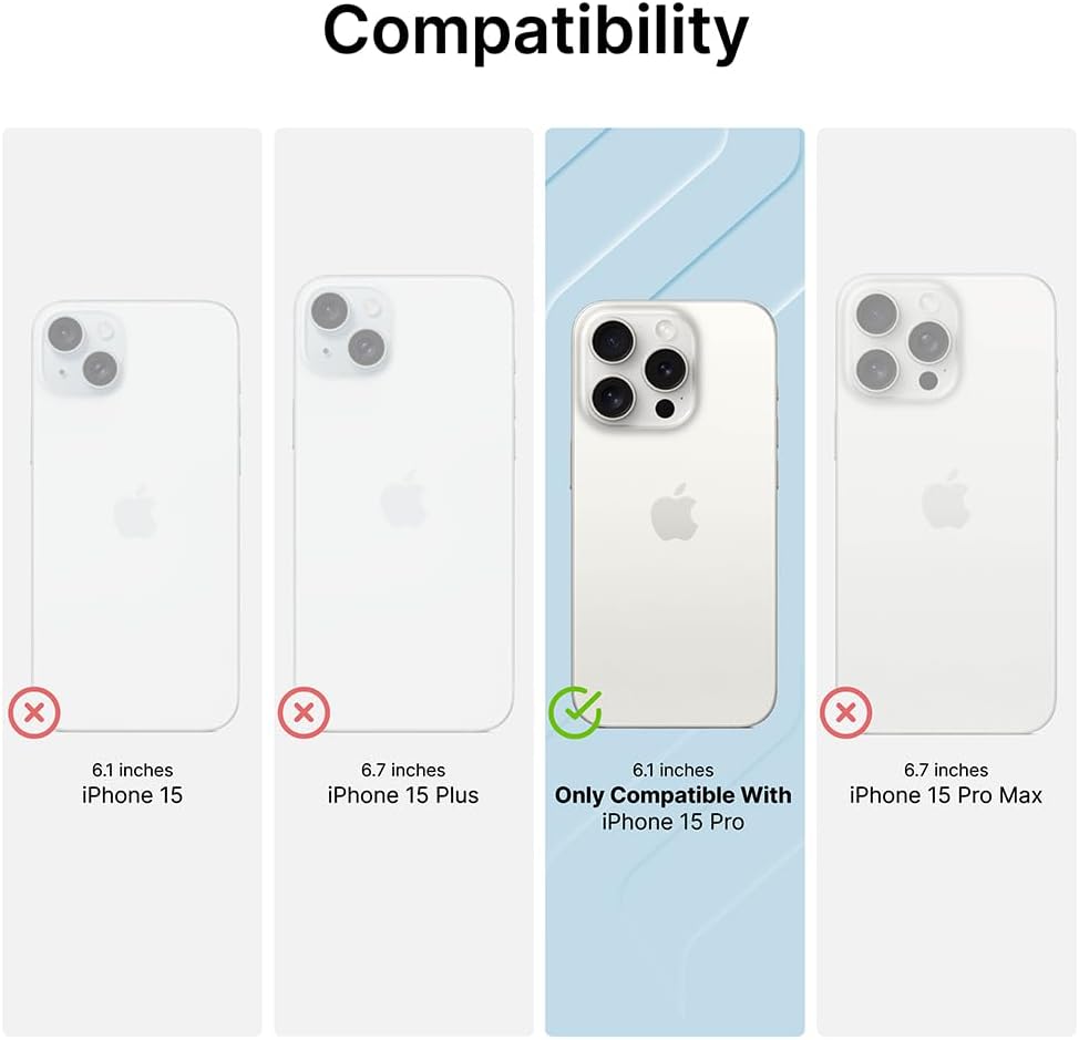 Catalyst Influence Case for iPhone 15 Pro, 2.5X Higher Drop Proof, Non-Slip Frosted Edges and Crystal Clear Back, Raised Edges Protection, 30% Louder Forward Audio, Lanyard Included- Midnight Black