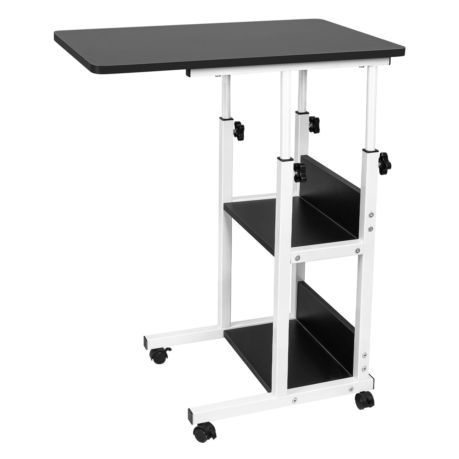 Table d'appoint légère, de lit médicalisé,Bureau Informatique, Bureau Gaming, Roulante Canapé pour Ordinateur Portable Hauteur Pliante avec 4 roulettes-60 * 40 * 76-86.5 cm-Noir