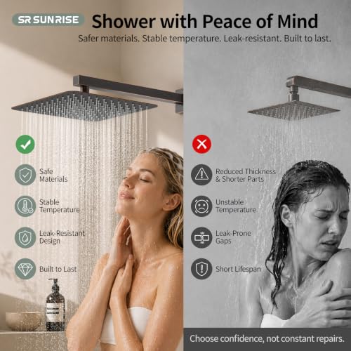 Image of SR SUN RISE Shower Faucet Set 10-Inch Rainfall Shower Head ORB