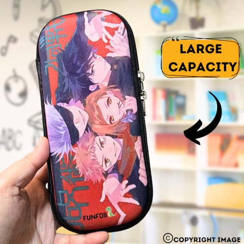 Image of Funfob Polyester Jujutsu Kaisen Pencil Box For School College For Gojo Pen Pencil Or Other Stationery Products Pencil Pouch Travel Or Cosmetic Case | Jujutsu Red