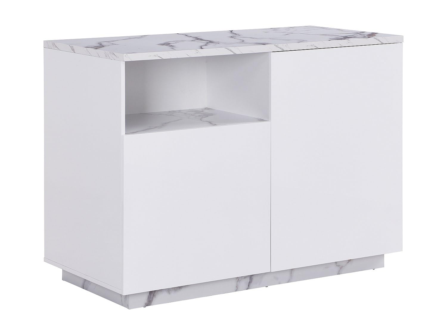 Venta-Unica - Isla de Cocina con 2 Puertas y 1 Estante de MDF - Efecto m·rmol Blanco - CORELINA