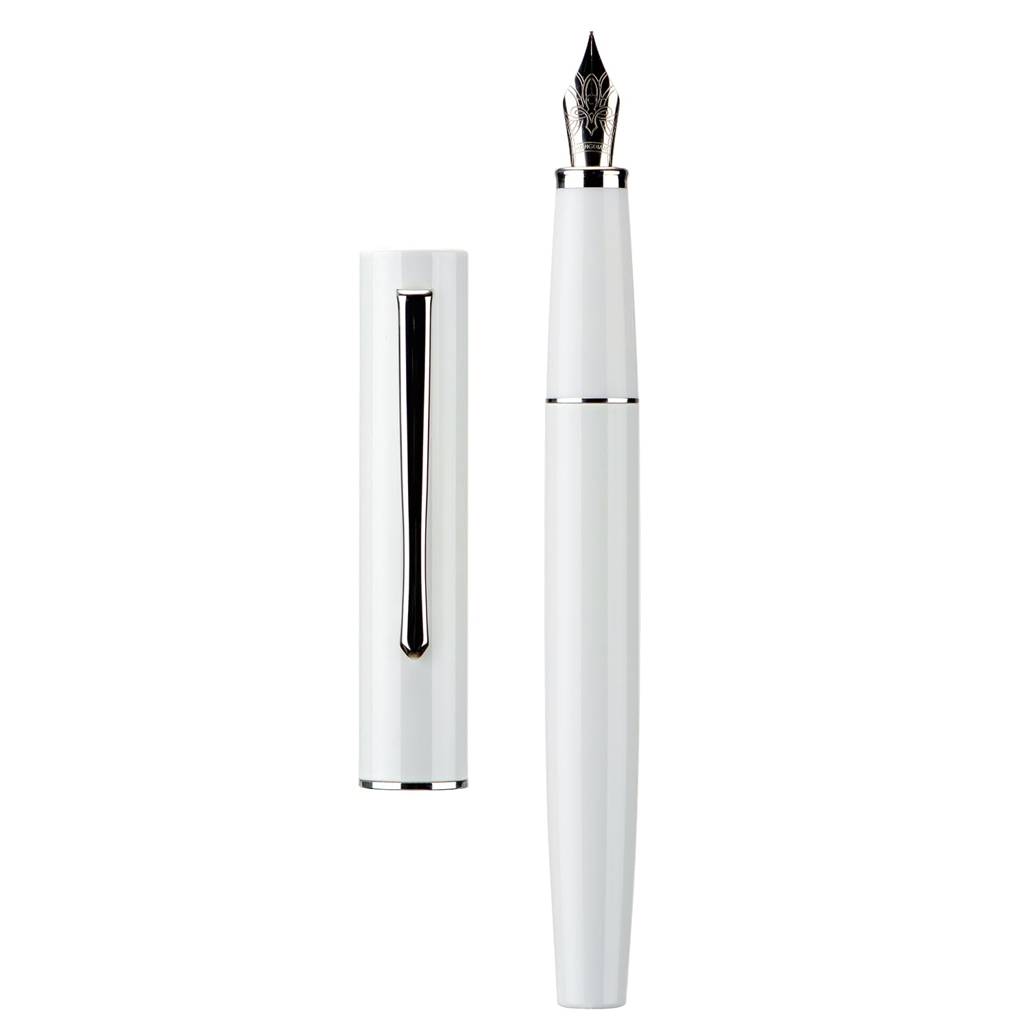 Penna Stilografica Hongdian C2 Extra Fine - Design Retrò In Acciaio Inox Con Convertitore, Argento - Foto 8