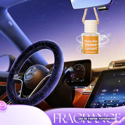 Car Air Freshener Diffuser, Hanging Car Scents Air Freshener, Car Fresheners Long Lasting, Essential Oil Diffuser, Pistachio & Salted Caramel Fragrance Oil, 2pcs