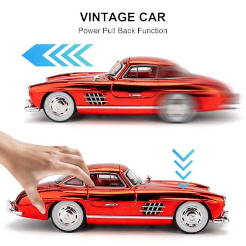 Auto de colección 1:24 300SL vintage rojo miniatura 2