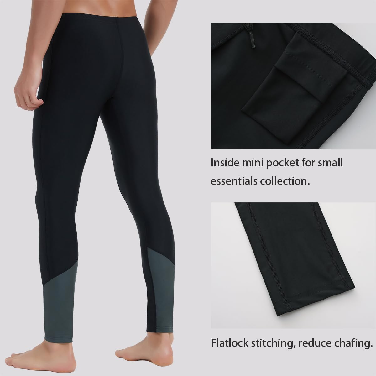 Ubestyle Leggings de natación con protección solar UPF 50+ para hombre, pantalones de natación, pantalones de playa, protección solar