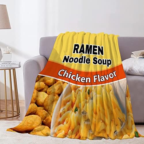Ramen Noodle Soup Ramen Chicken Flavor Throw Blanket Super Soft Flannel Blanket Home Decor - Plush Lightweight Fuzzy Cozy Blanket for Couch Sofa Bed All Season,40"x50"-Kids/Throw Size