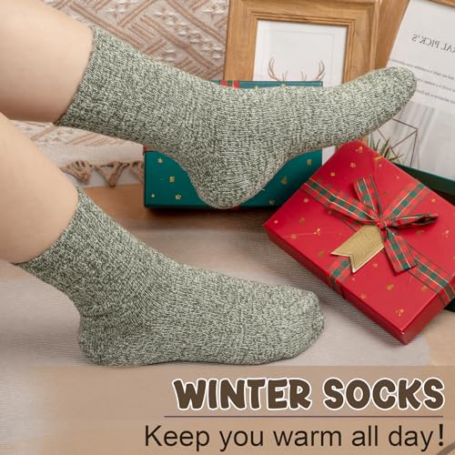 Image of Justay 5 Pairs Womens Wool Socks Thick Warm Winter Socks Casual Cozy Socks Vintage Knit Crew Socks Gift for Women