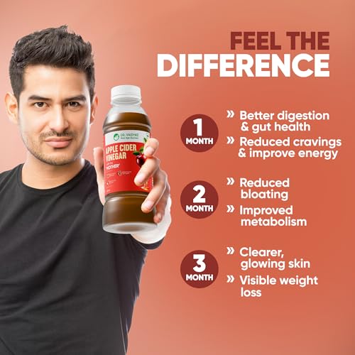 Image of Dr Vaidya's Apple Cider Vinegar with the Mother | Raw, Unpasteurized & Unfiltered | Weightloss, Digestion, Reduced Bloating and Glowing Skin & Hair | | Garcinia & 5 Powerful Herbs, 700ml (Pack of 1)