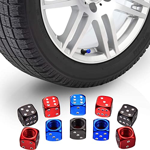 12 Pieces Aluminum Dice Valve Aluminum Dice Style Valve Stem Caps Car Motorcycle Tire Caps Bicycle Dust Caps Multicolored Caps Car Motorcycle Bicycle Tire Dust Caps,0.47Inch (Black, Red, Blue) #TOP6