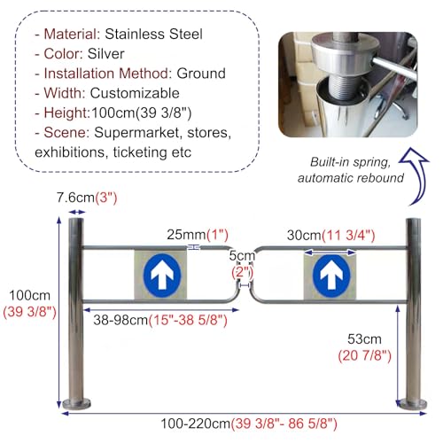Automatische Sicherheits-Drehtür – Einweg-Schwenk-Zugangstor für Stadien, Museen und Labors – Sicherheits-Ber Gate (170 x 100 cm) – erhöhte Sicherheit und Haltbarkeit