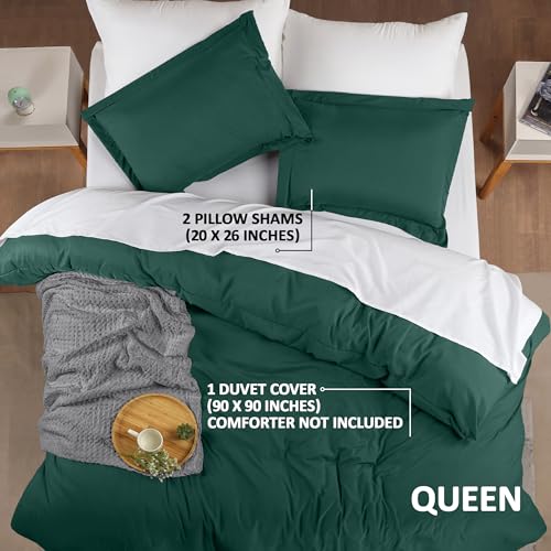 Utopia Bedding Duvet Cover Queen Size - 3 Piece with Zipper Closure - 1 Comforter Cover 90X90 Inches & 2 Pillow Shams 20X26 Inches (Emerald) Comforter Not Included