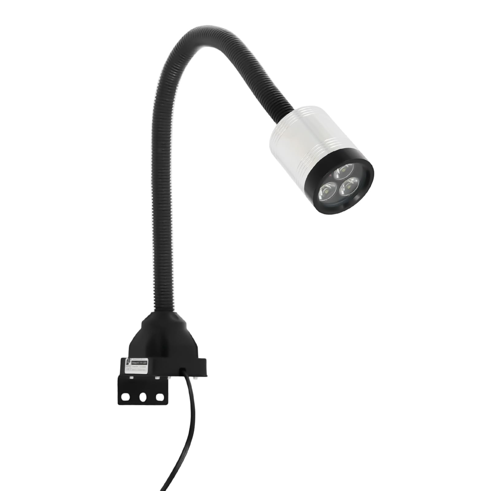 Candygou Black And Silver Work Light, 6W Cnc Light, 650 Lumen 220V Led Spot Lamp With 50Cm Flexible Gooseneck, Machine Work Desk Lights, 360° Rotation Waterproof Flexible Gooseneck Lamp, For Lathe Cnc Milling Drilling Machine