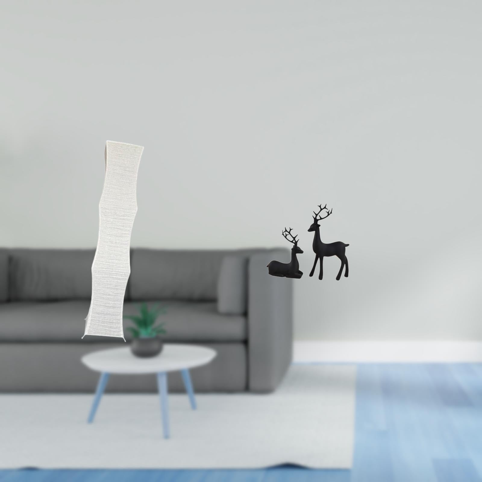 Enakshi® Living Room Paper Floor Lamp Shade with Black Deer Statue Resin Reindeer Figurine Tabletop Decoration and Standing Lamp Light Cover Lampshade for Study Balcony-image-45