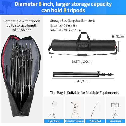 image for HEMMOTOP Tripod Carrying Case, 39x8.3in All Sides 0.4in Thick Padded T