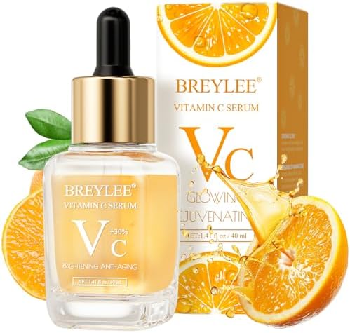 BREYLEE Vitamin C Serum for Face & Eye (1.4 oz) for Brightening Skin,Dark Spot Remover,Reduce Wrinkle,Anti Aging,Moisturizer with Hyaluronic Acid,Vitamin E,Retinol
