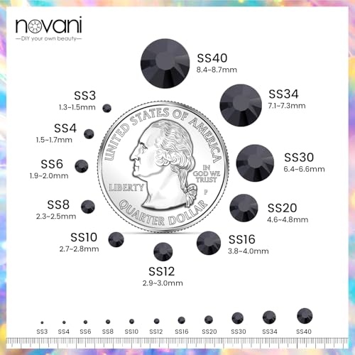 Image of Novani Rhinestones 3000Pcs Flatback Crystal Round Loose Gemstones Glass Rhinestones for Crafts Makeup Nail Art Clothes Shoes DIY Decorations(SS10, 2.7-2.9mm,Black)