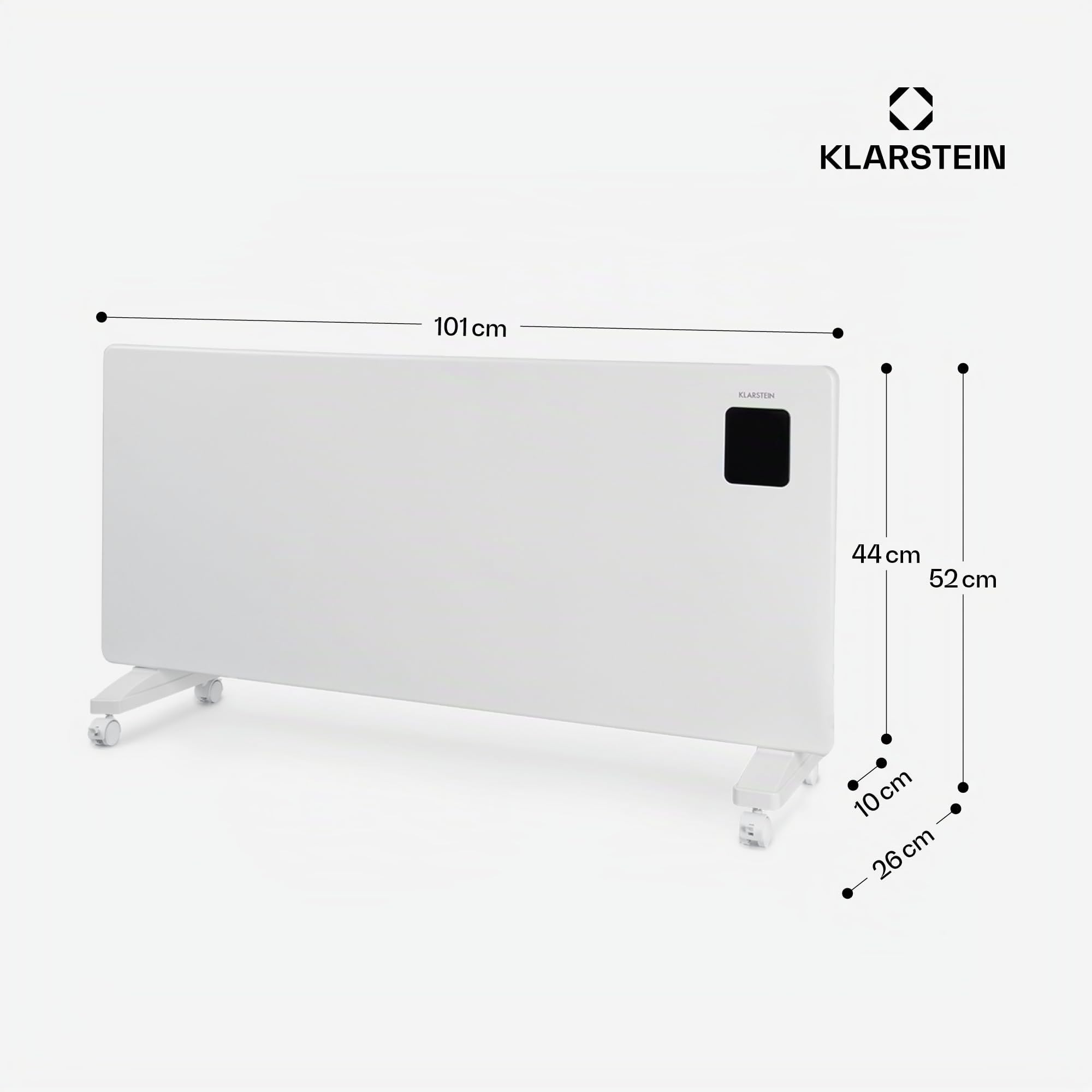 Klarstein Stufa Elettrica Basso Consumo, Stufa Elettrica 2500W, Termoconvettore Elettrico a Parete con Termostato, Termosifone Elettrico Basso Consumo, Calorifero Riscaldamento Smart