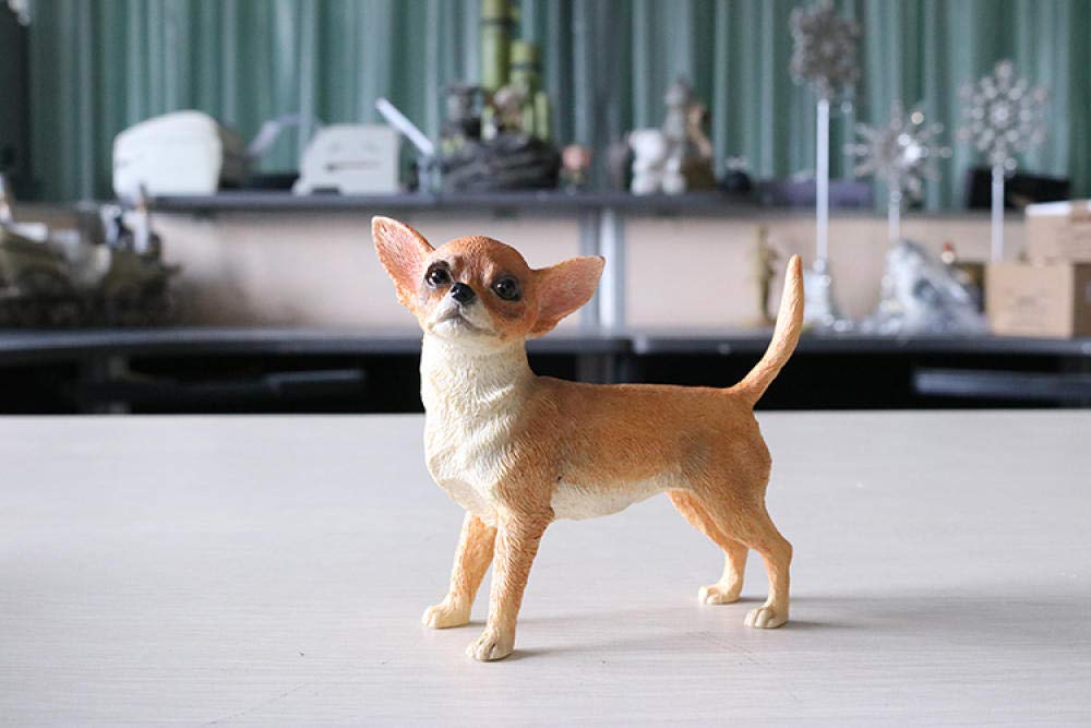 YNIYUJKL Centerpiece Tabletop For Gift Figurine Animal Statue Ornaments,For Home Deco Simulation Animal Model Chihuahua Car Crafts Dog Ornaments Collectibles Build Soldier Brown
