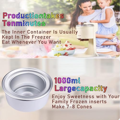 YZRDCXM Softeismaschine, tragbare Heim-Eismaschine aus Obst, halbautomatische 1000-ml-DIY-Eismaschine, Joghurt-Eismaschinen, for die Heim-DIY-Küche, schnelle Nutzung – Bild 4