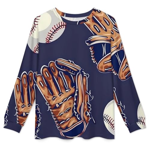 Baseball Glove Men's Pajama Set Long Sleeve Sleepwear Pjs Soft Crewneck Shirts And Bottoms3