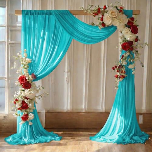 Pack of 1 Wedding Arch Drape Panel Fabric 30" x 30ft - Peacock Blue