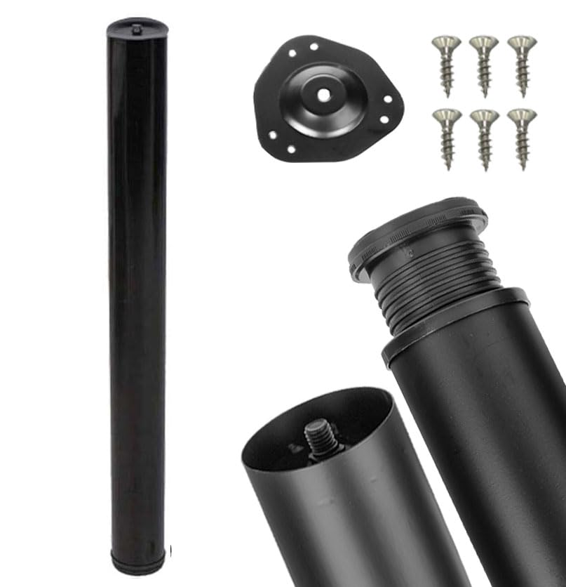 STOLMET Tischbein Höhenverstellbar Metall Schreibtischbein 710 mm Schwarz