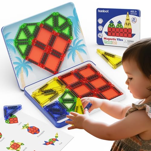 Image of Mini Magnetic Tiles Travel Set: Holds 5+ Blocks, Strong Magnets for Car