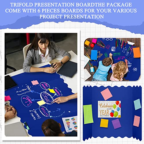 5 Pcs Tri Fold Display Board 36 X 48 Inch Tri Fold Poster Boards Large Trifold Presentation Board Portable Folding Project Boards For Business School Projects (Blue) #TOP2