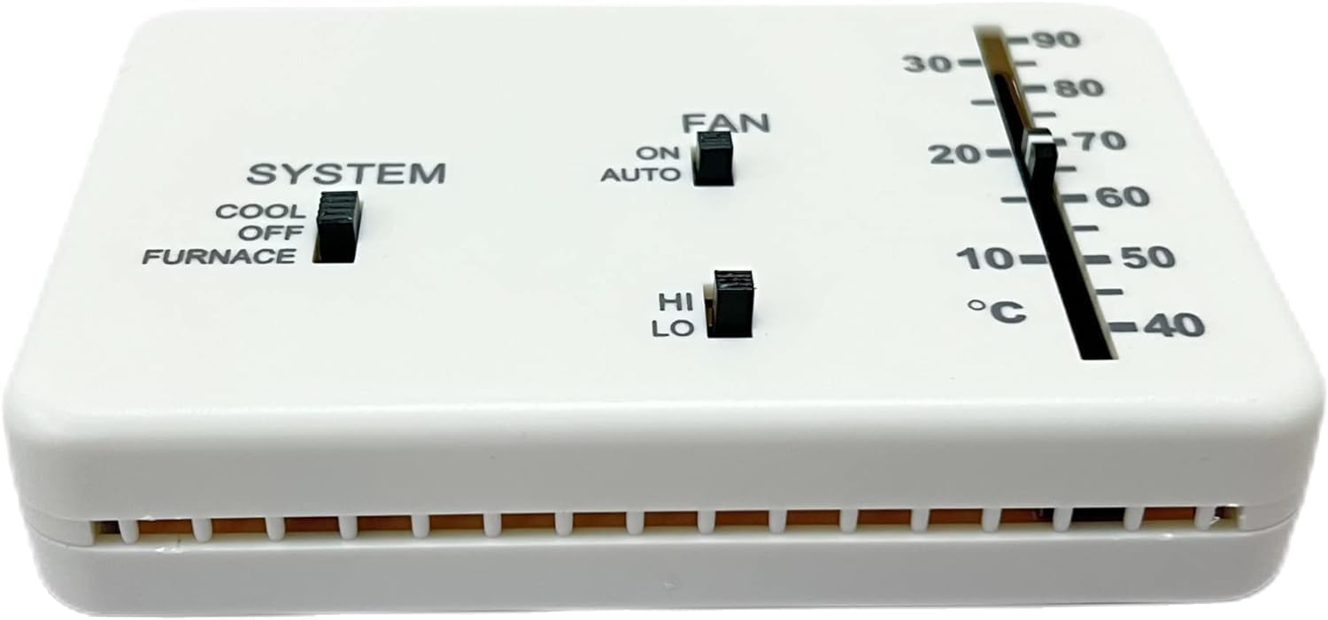 RV Thermostat, RV Analog Thermostat Replacement for Dometic (Cool Only/Furnace) 3106995.032, 12 VDC (White) (White) RV Thermostat, RV Analog Thermostat Replacement for Dometic (Cool Only/Furnace) 3106995.032, 12 VDC (White) (White)