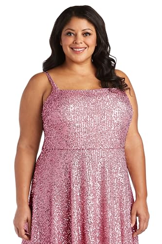 Image of Mini Sequined Evening Dress W /Square Neck & Adjustable Spaghetti Straps