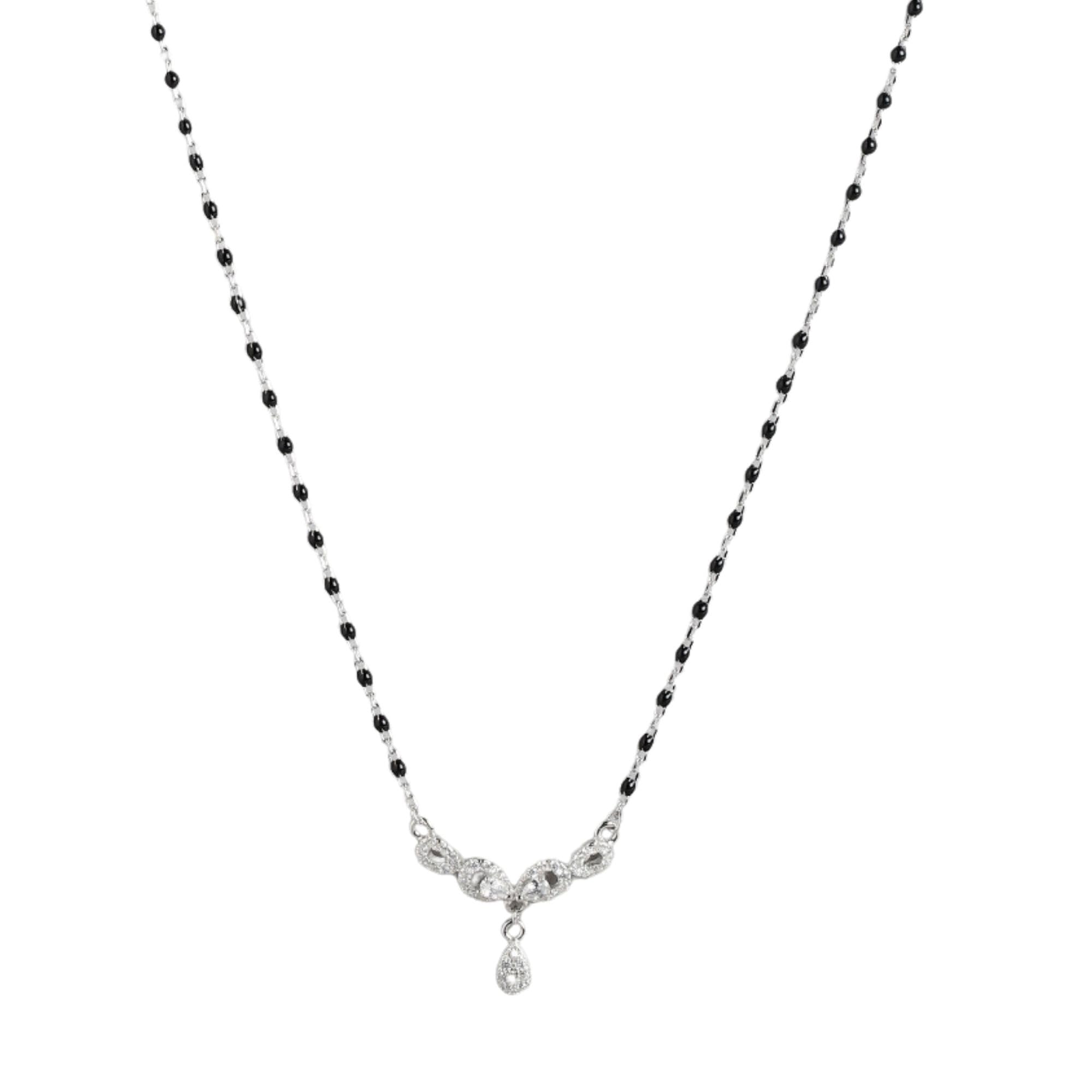 ZAVYA 925 Sterling Silver Oval Cubic Zirconia Studded Drop Rhodium Plated Mangalsutra | Gift for Women | With Certificate of Authenticity and 925 Hallmark (B0CKNGPLLV) Amazon Price History, Amazon Price Tracker