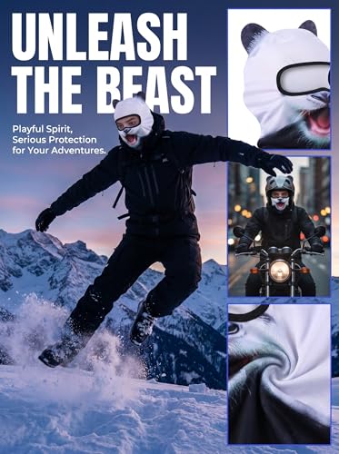 Image of 3D Cat Ski Balaclava Sheisty Face Mask with Ears Cute Animal Ski Mask for Music Festivals Raves Party Outdoor Activities