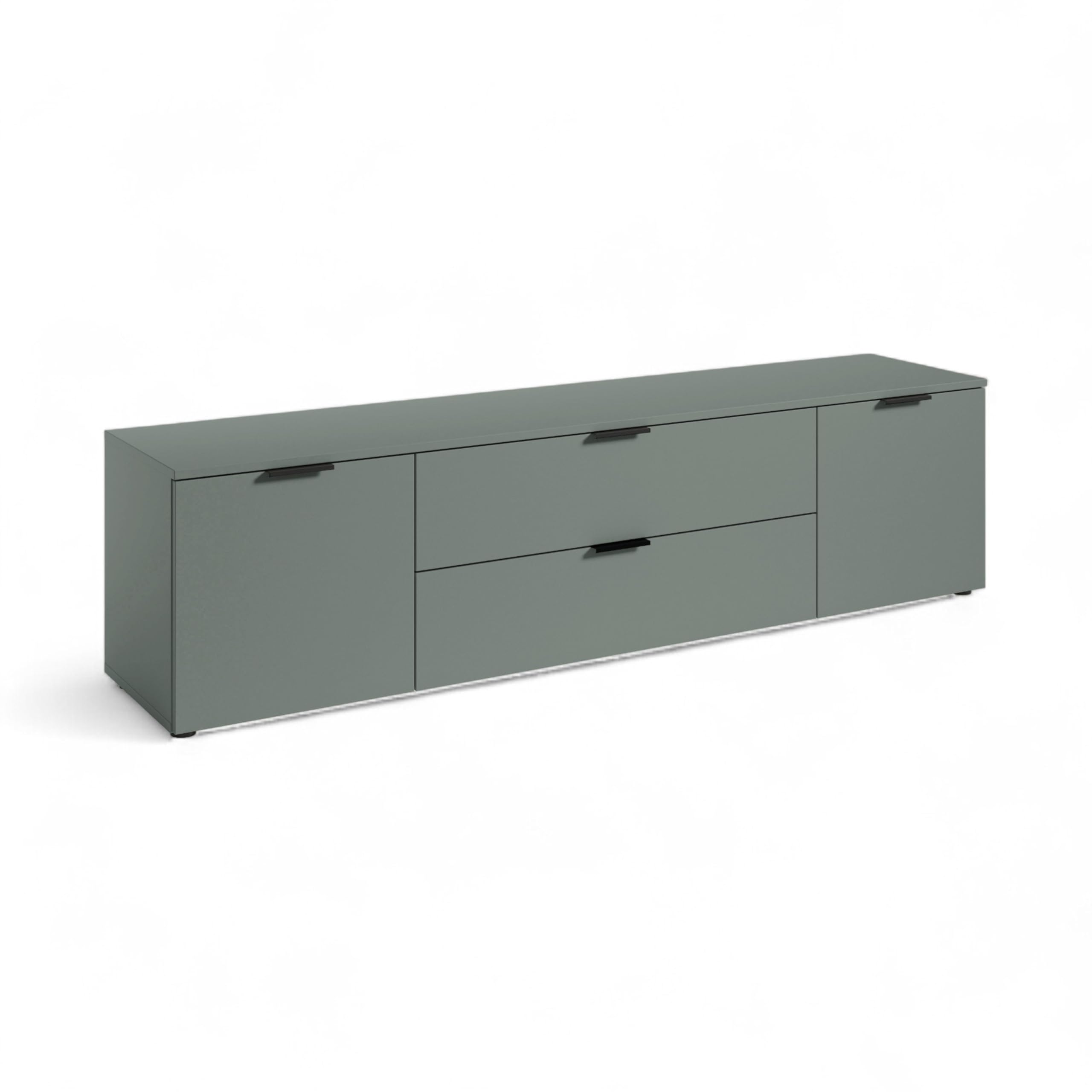 LINZ Meuble TV Bas, Couleur Sauge, Meuble TV Moderne, avec tiroirs et Beaucoup d'espace de Rangement, 180 x 47 x 40 cm (l x H x P)