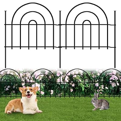 ULIOK Decorative Garden Fence, 32 Panels No Dig Fence 45.3ft(L) x13in(H) Animal Barrier for Dog Rabbit, Arched Flower Bed Wire Border Rustproof Metal Panel Fencing for Yard Patio Outdoor Decor